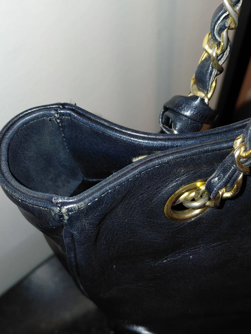 CHANEL Black Matelasse Chain Coco Mark Lambskin Leather GVC!